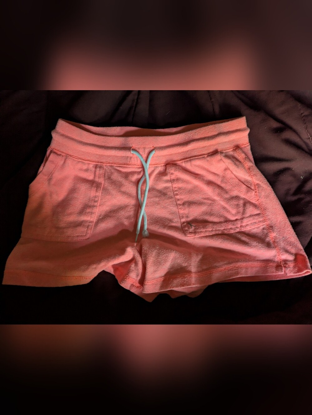 Coral pink No Boundaries French terry‎ lounge shorts with a drawstring waistband